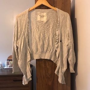 Abercrombie & Fitch Light Grey Ruffle Cardigan